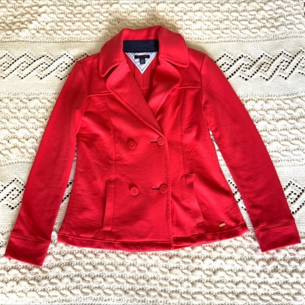 ⭐️WORN ONCE TOMMY HILFIGER Red Double Peacoat S